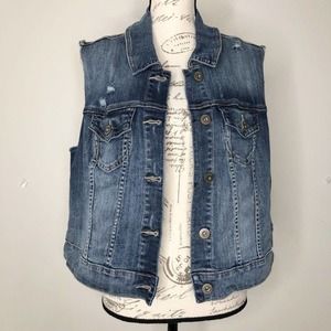 Torrid Distressed Cropped Jean Denim Vest size 2(2x)